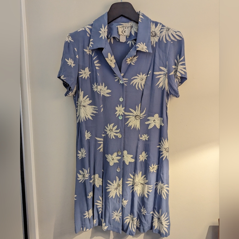 ICE rayon princess seam collard button up dress